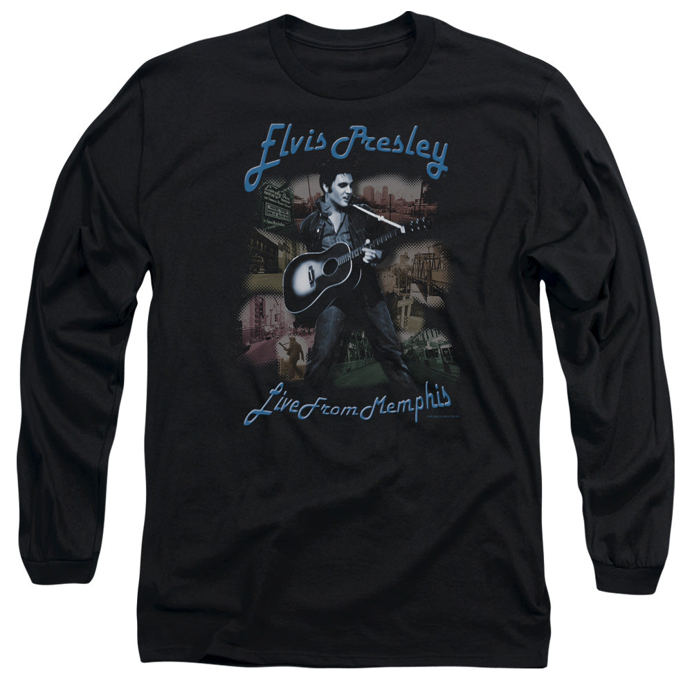 Elvis Presley Memphis Mens Long Sleeve Shirt Black Officially Licensed