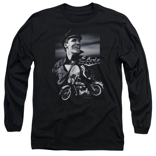 Elvis Presley Motorcycle Mens Long Sleeve Shirt Black Officially Licensed