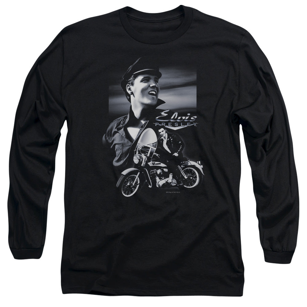 Elvis Presley Motorcycle Mens Long Sleeve Shirt Black Officially Licensed