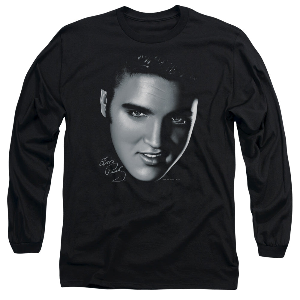 Elvis Presley Big Face Mens Long Sleeve Shirt Black Officially Licensed