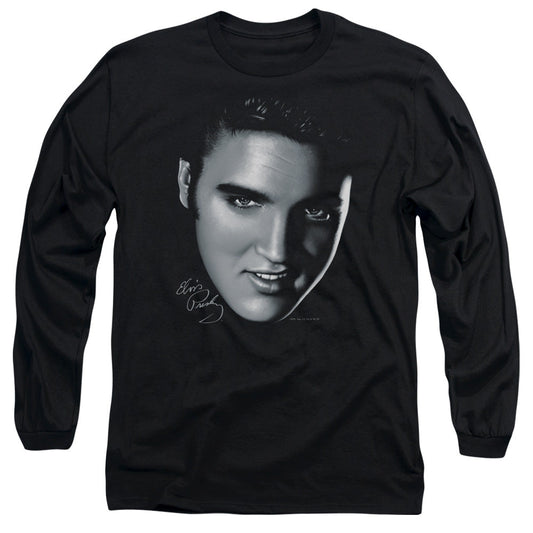 Elvis Presley Big Face Mens Long Sleeve Shirt Black Officially Licensed