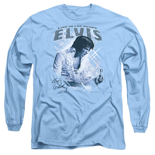 Elvis Presley Blue Vegas Mens Long Sleeve Shirt Carolina Blue Officially Licensed