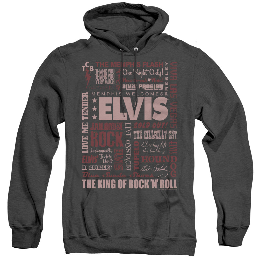 Elvis Presley Whole Lotta Type Heather Mens Hoodie Black