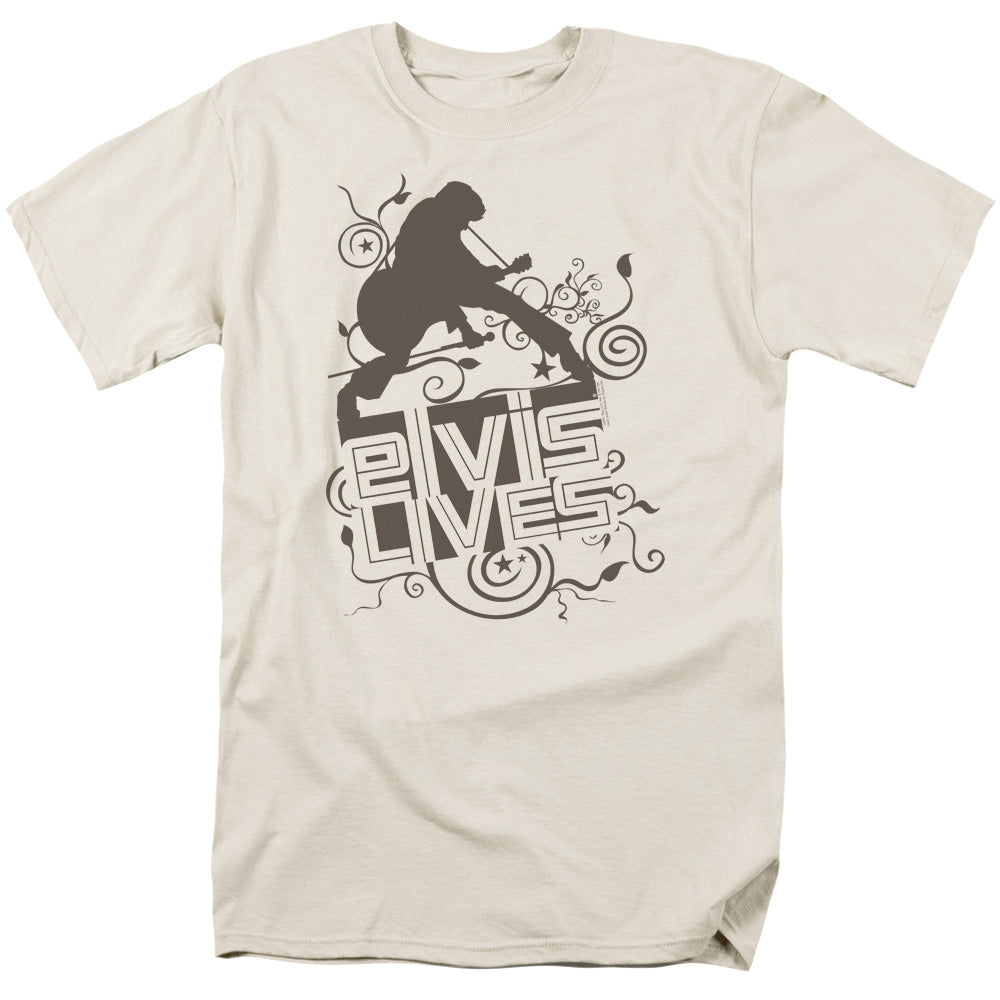 Elvis Presley Elvis Lives Mens T Shirt Cream