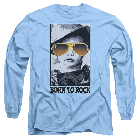 Elvis Presley Born To Rock Mens Long Sleeve Shirt Carolina Blue Officially Licensed
