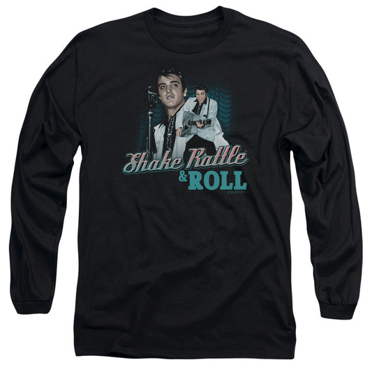 Elvis Presley Shake Rattle & Roll Mens Long Sleeve Shirt Black Officially Licensed