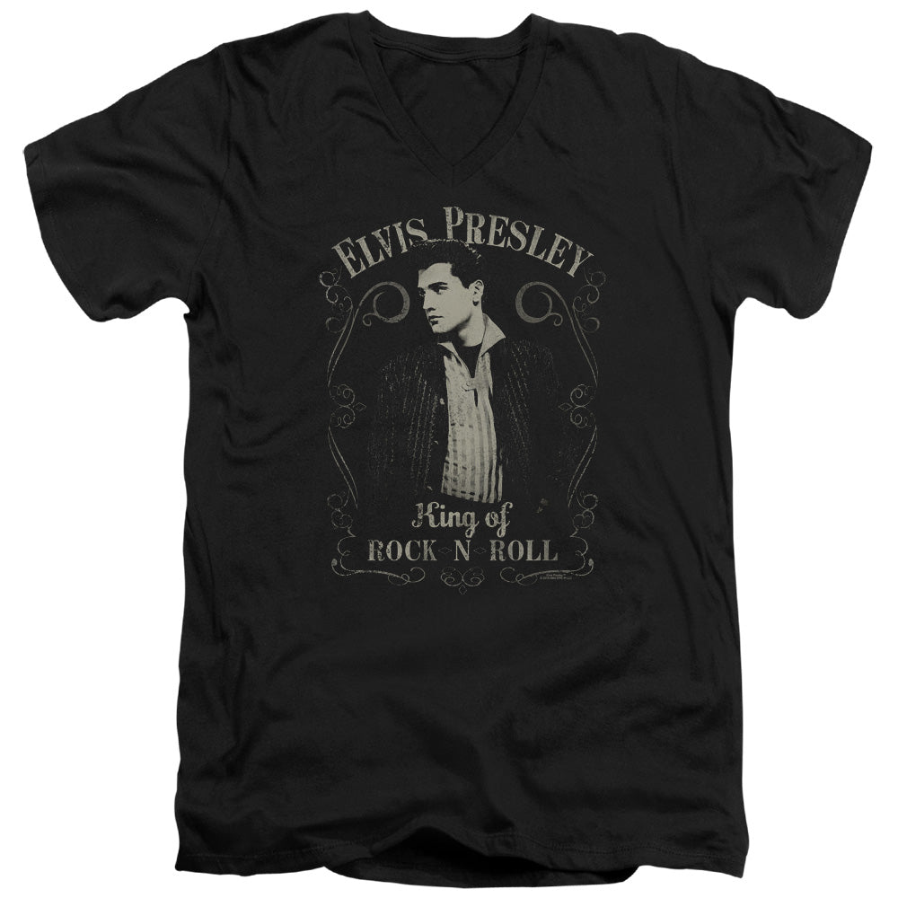 Elvis Presley Rock Legend Mens Slim Fit V Neck T Shirt Black