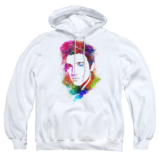 Elvis Presley Watercolor King Mens Hoodie White
