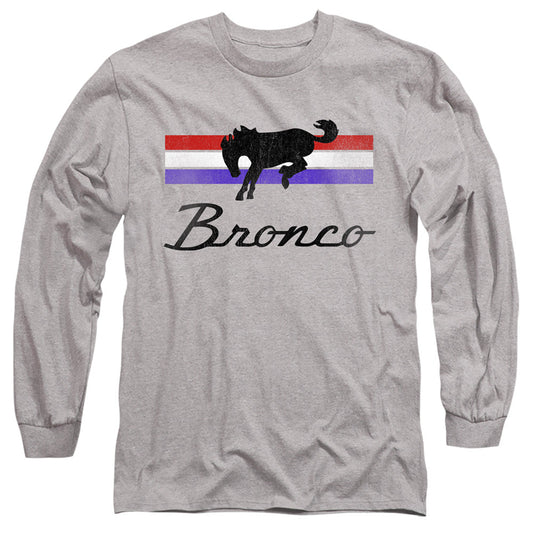 Ford Bronco Bronco Stripes Mens Long Sleeve Shirt Athletic Heather Officially Licensed