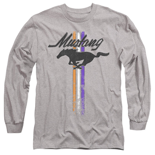 Ford Mustang Mustang Stripes Mens Long Sleeve Shirt Athletic Heather Officially Licensed