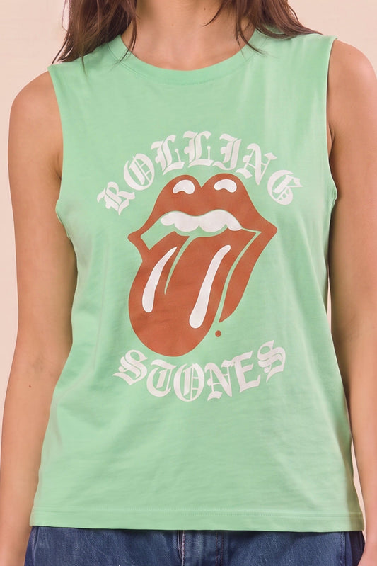 The Rolling Stones Old English Womens Tank Top Shirt Green