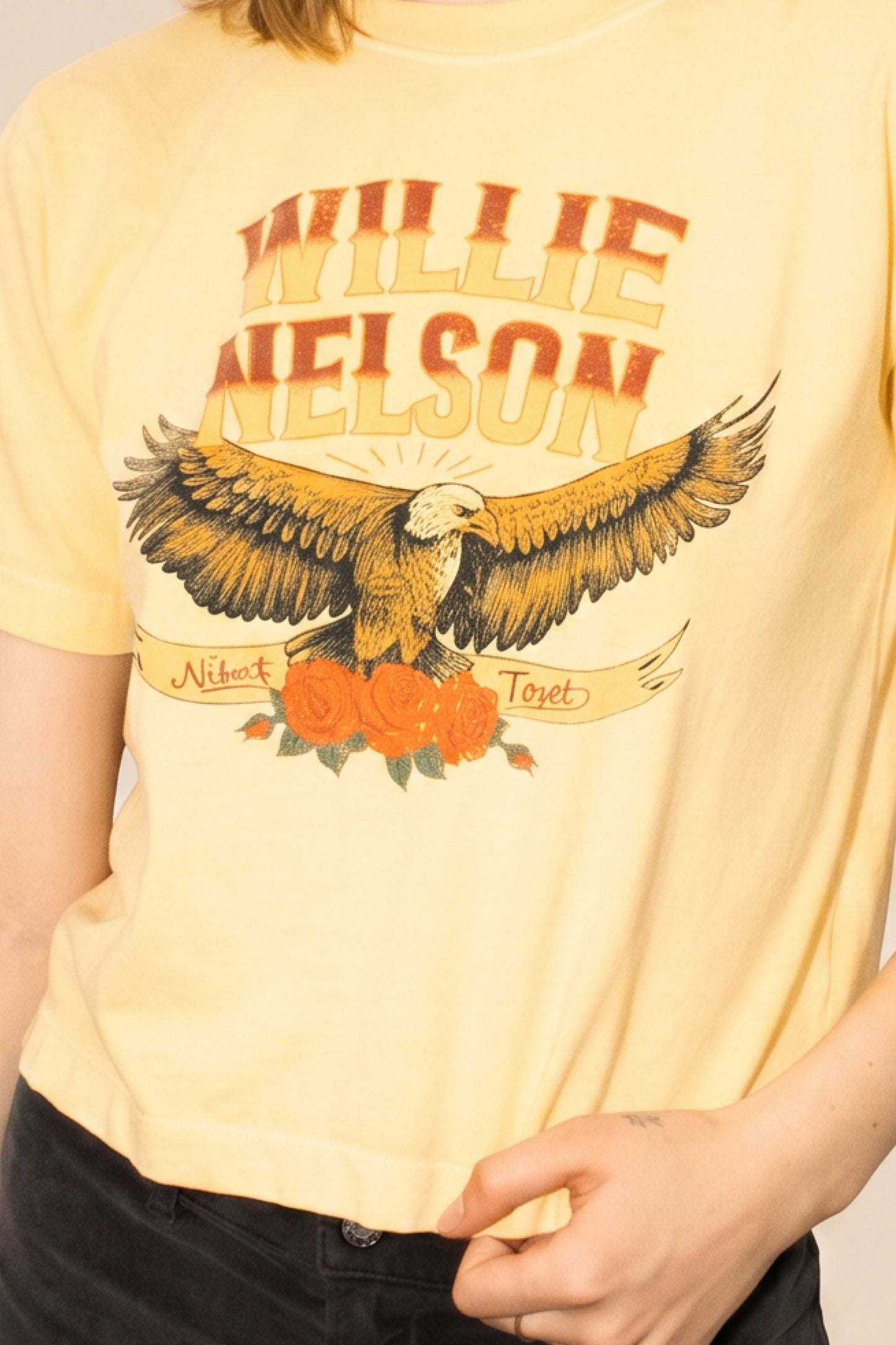 Willie Nelson Abbott, Texas Womens Tee T Shirt Yellow