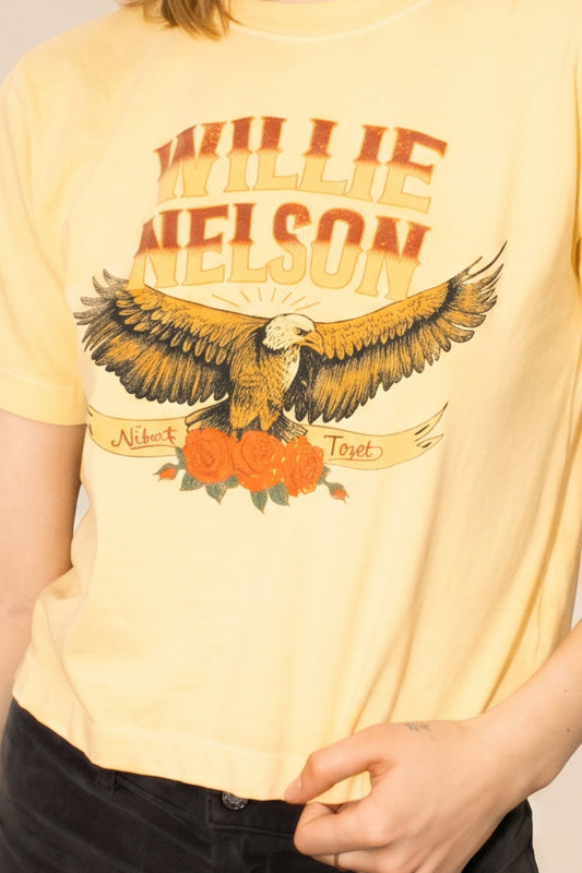 Willie Nelson Abbott, Texas Womens Tee T Shirt Yellow