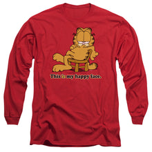Load image into Gallery viewer, Garfield Happy Face Mens Long Sleeve Shirt Red Officially Licensed