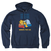 Load image into Gallery viewer, Garfield Works For Me Mens Hoodie Navy