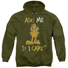 Load image into Gallery viewer, Garfield Ask Me If I Care Mens Hoodie Military Green