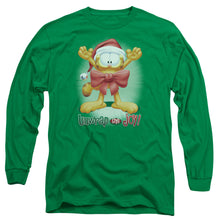 Load image into Gallery viewer, Garfield Unwrap The Joy! Mens Long Sleeve Shirt Kelly Green Officially Licensed