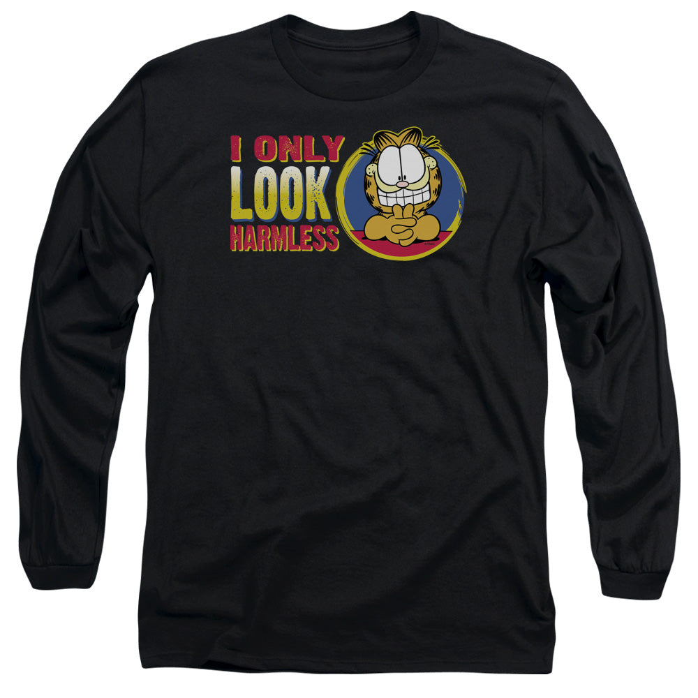 Garfield I Only Look Harmless Mens Long Sleeve Shirt Black Officially Licensed