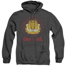 Load image into Gallery viewer, Garfield Obey Me Heather Mens Hoodie Black
