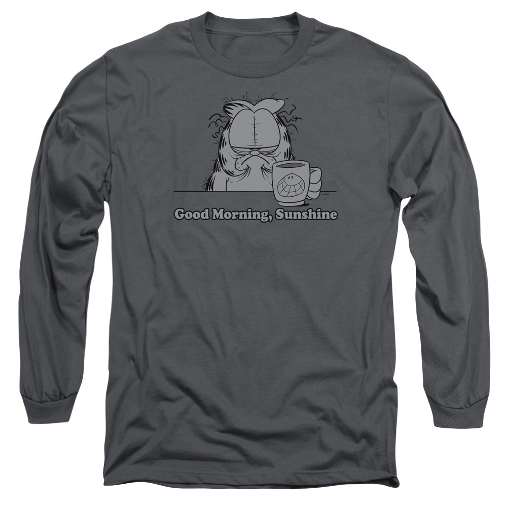 Garfield Good Morning Sunshine Mens Long Sleeve Shirt Charcoal Officially Licensed