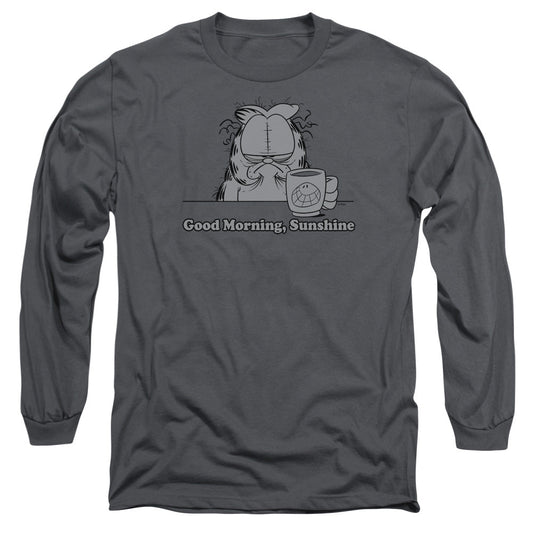 Garfield Good Morning Sunshine Mens Long Sleeve Shirt Charcoal Officially Licensed
