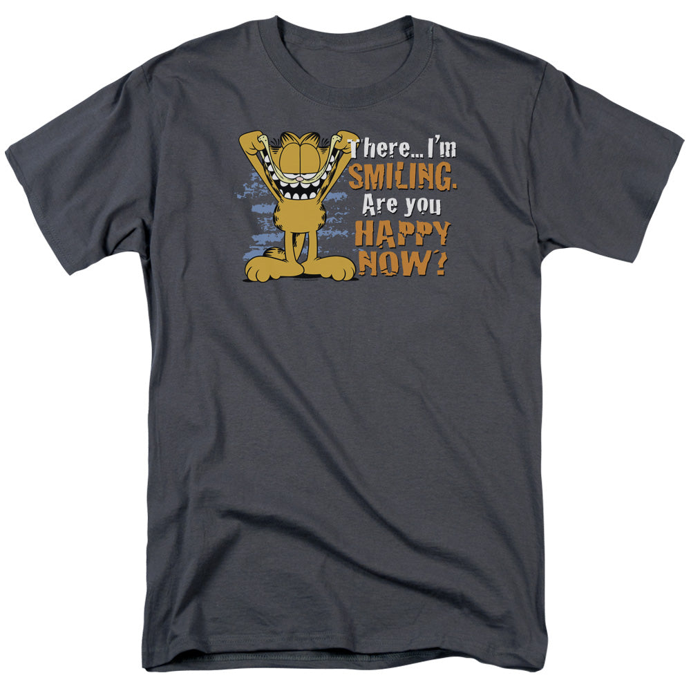 Garfield Smiling Mens T Shirt Charcoal