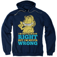 Load image into Gallery viewer, Garfield Never Wrong Mens Hoodie Navy