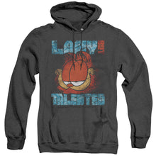 Load image into Gallery viewer, Garfield Lazy But Talented Distressed Heather Mens Hoodie Black