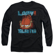 Load image into Gallery viewer, Garfield Lazy But Talented Distressed Mens Long Sleeve Shirt Black Officially Licensed