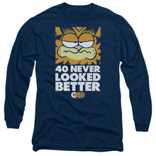 Load image into Gallery viewer, Garfield 40 Looks Mens Long Sleeve Shirt Navy Officially Licensed