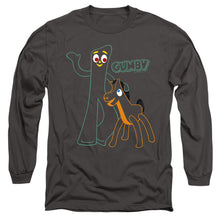 Load image into Gallery viewer, Gumby Outlines Mens Long Sleeve Shirt Charcoal Officially Licensed
