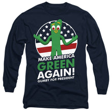 Load image into Gallery viewer, Gumby For President Mens Long Sleeve Shirt Navy Officially Licensed