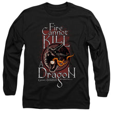 Load image into Gallery viewer, Game Of Thrones Fire Cannot Kill A Dragon Mens Long Sleeve Shirt Black Officially Licensed