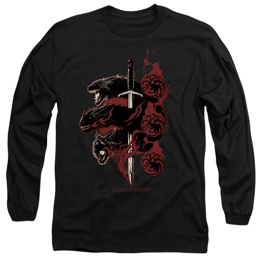 Game Of Thrones Targaryen Dragons Mens Long Sleeve Shirt Black Officially Licensed