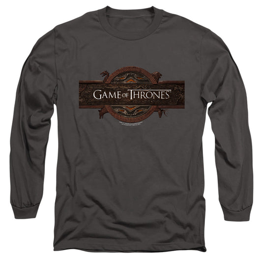 Game Of Thrones Title Sequence Logo Mens Long Sleeve Shirt Charcoal Officially Licensed