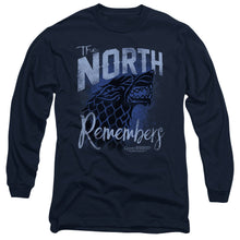 Load image into Gallery viewer, Game Of Thrones The North Remembers Mens Long Sleeve Shirt Navy Officially Licensed