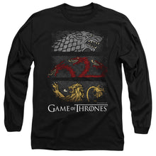 Load image into Gallery viewer, Game Of Thrones Sigil Banners Mens Long Sleeve Shirt Black Officially Licensed
