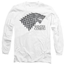 Load image into Gallery viewer, Game Of Thrones Startk Winter Is Coming On White Mens Long Sleeve Shirt White Officially Licensed