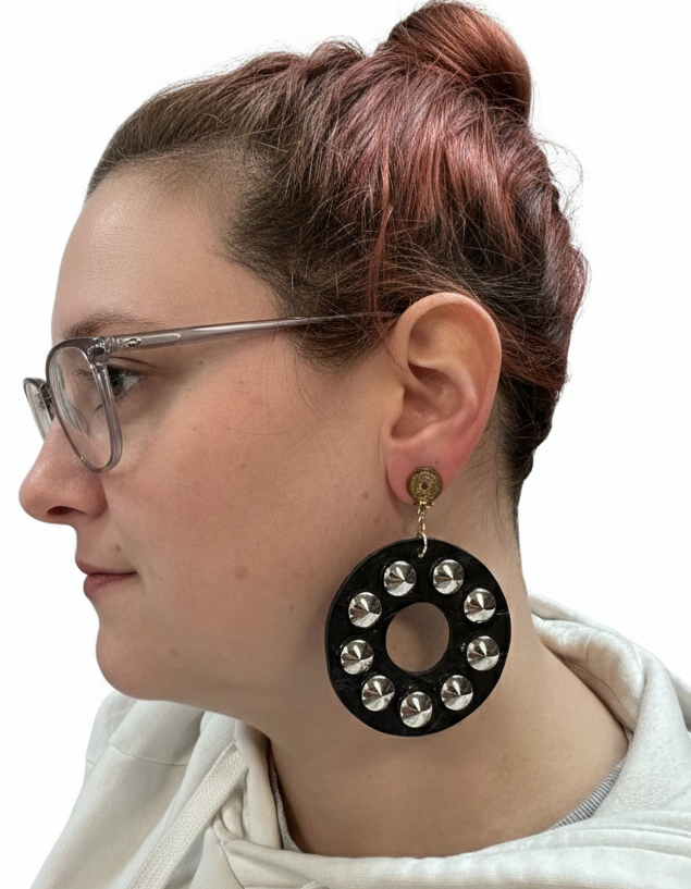 Punk Studded Clip-on Earrings Costume Accessories