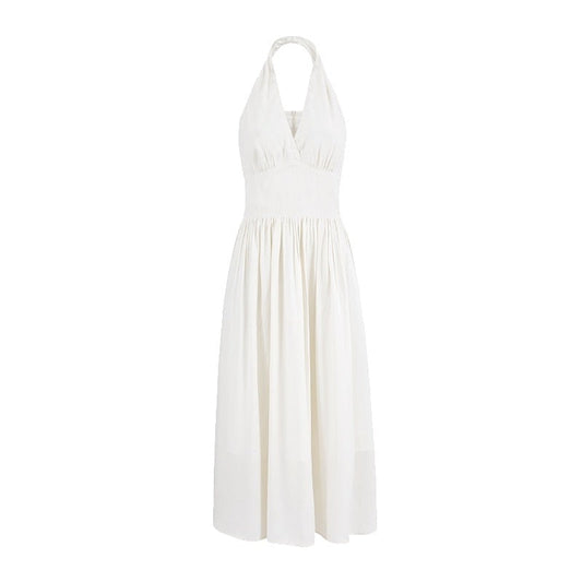 Marilyn Monroe White V-Neck Halter Dress