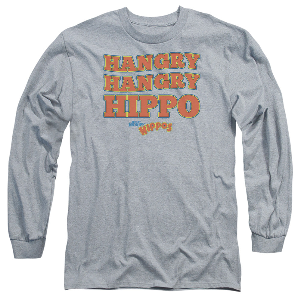 Hungry Hungry Hippos Hangry Mens Long Sleeve Shirt Athletic Heather Officially Licensed
