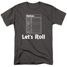 Load image into Gallery viewer, Yahtzee Lets Roll Mens T Shirt Charcoal
