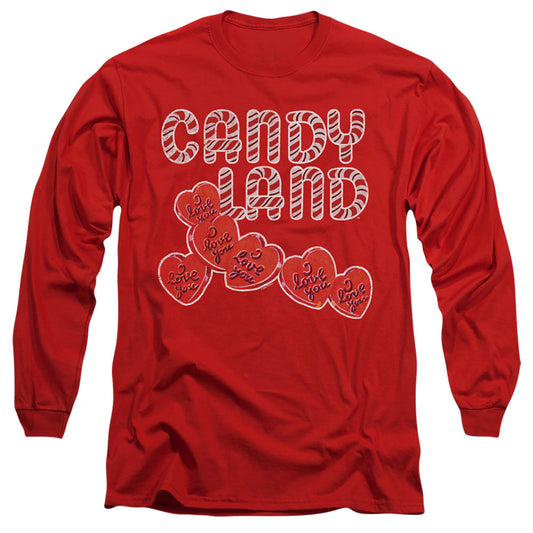 Candy Land I Love You Mens Long Sleeve Shirt Red Officially Licensed