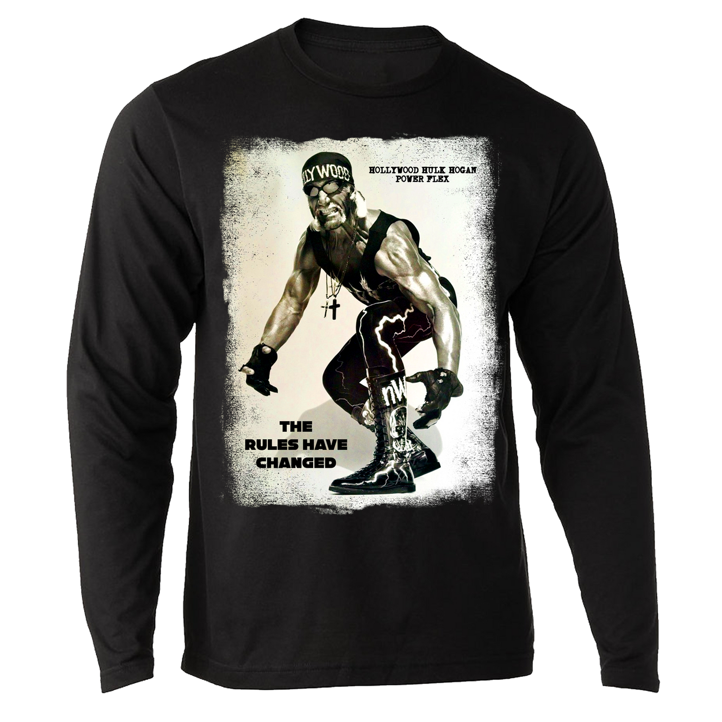 Hollywood Hulk Hogan Power Flex Mens Long Sleeve T Shirt Black