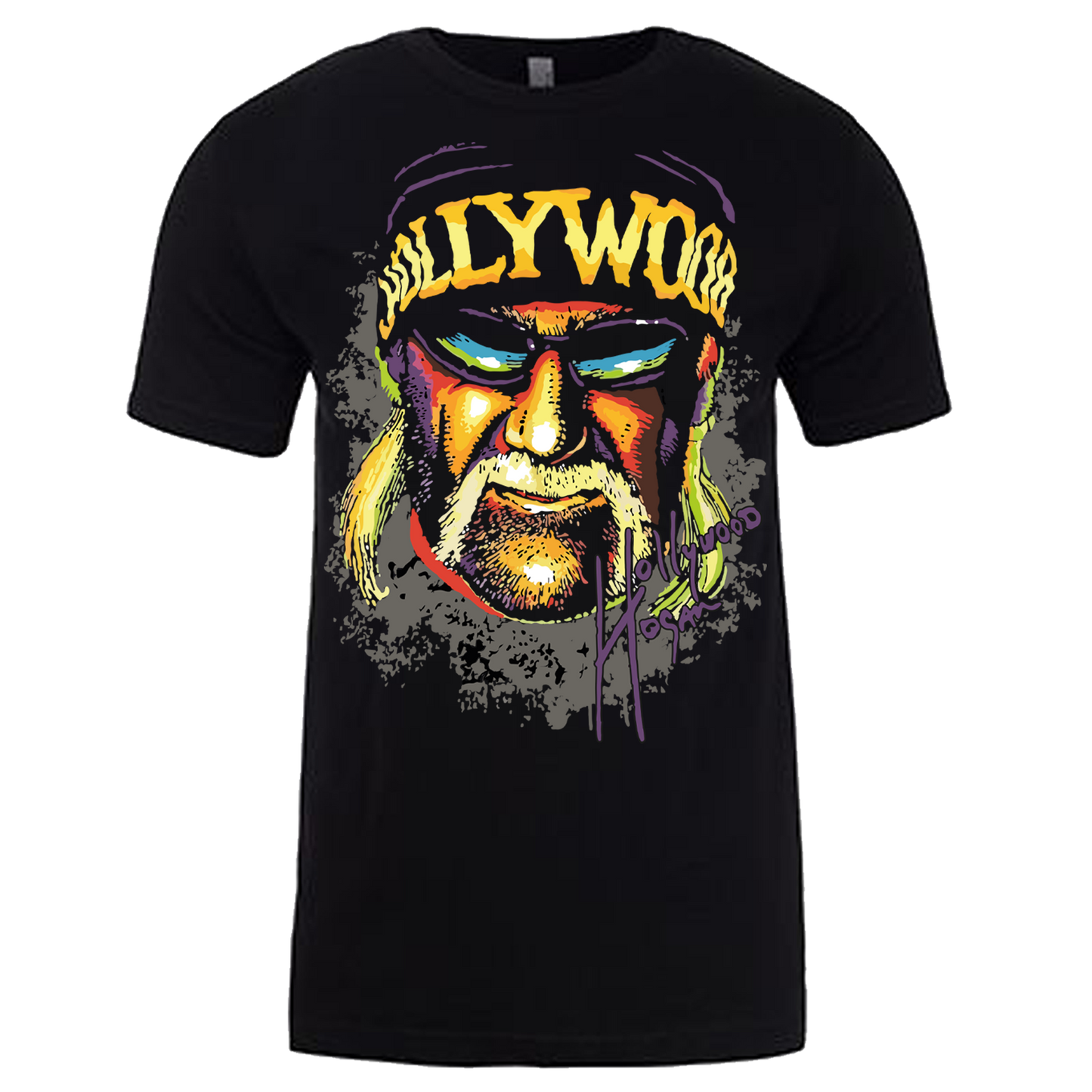 Hulk Hogan Color Hollywood Face Mens T Shirt Black