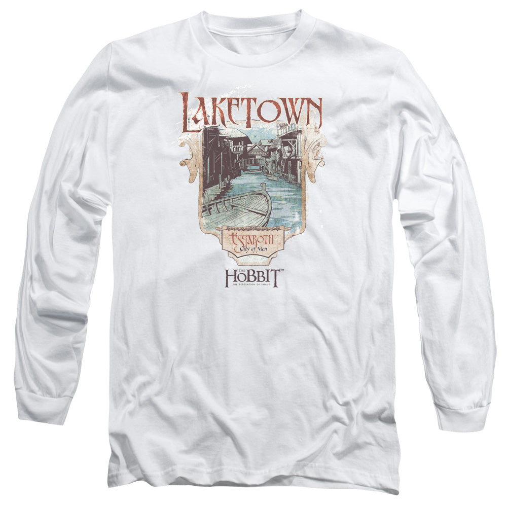 Hobbitlaketown Mens Long Sleeve Shirt White Officially Licensed