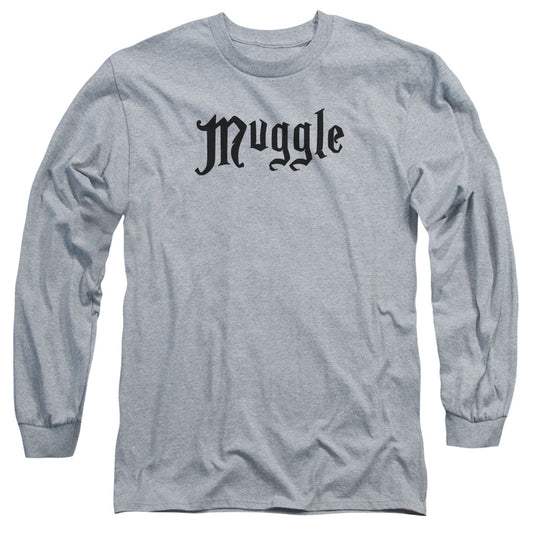 Harry Potter Muggle Mens Long Sleeve Shirt Athletic Heather Officially Licensed