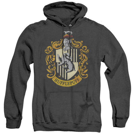 Harry Potter Hufflepuff Crest Heather Mens Hoodie Black