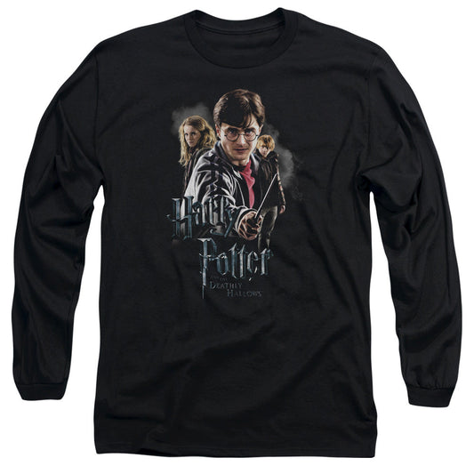 Harry Potter Deathly Hollows Cast Mens Long Sleeve Shirt Black Officially Licensed