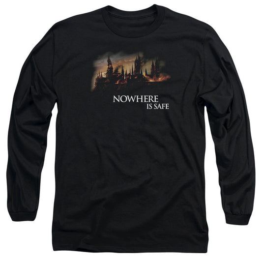 Harry Potter Burning Hogwarts Mens Long Sleeve Shirt Black Officially Licensed